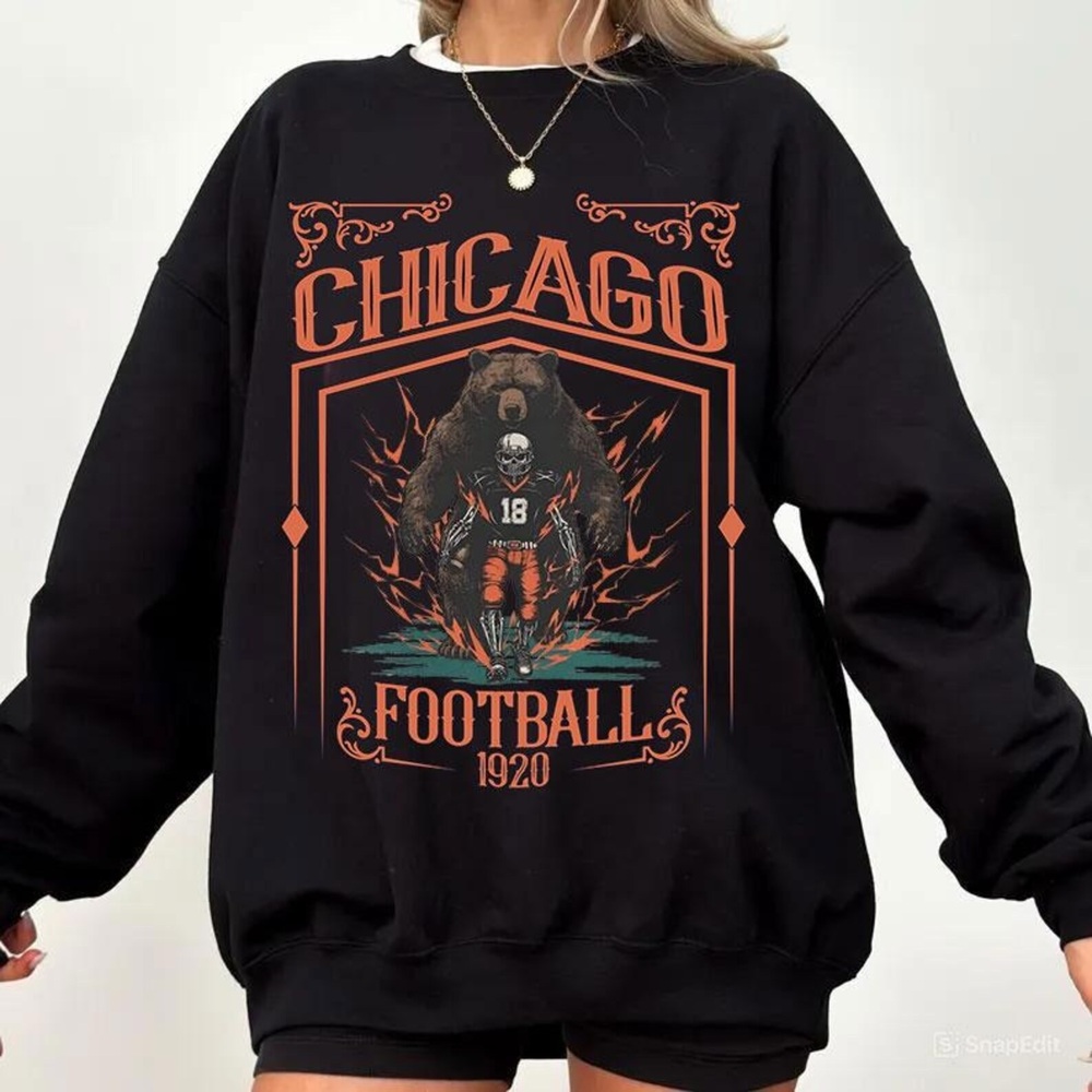 Chicago Football Skull BlackSweatshirt